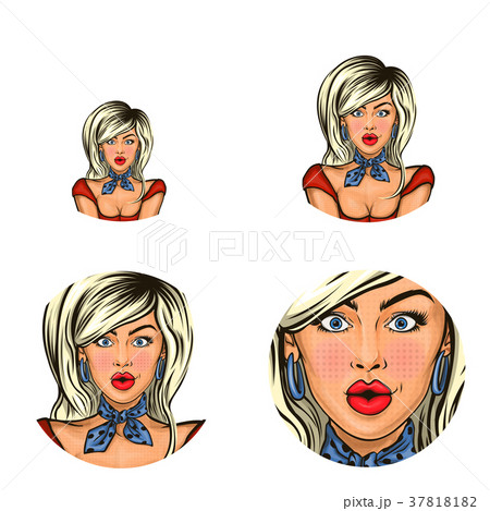 Vector pop art avatar of surprised pin up blonde Vector pop art avatar of surprised pin up blonde 37818182