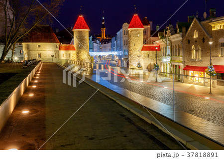 Tallinn. Viru Street at night. Tallinn. Viru Street at night. 37818891