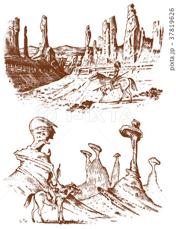 National American Indian riding horse with spear 37819626