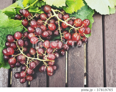 Fresh grapes with green leaves Fresh grapes with green leaves 37819765