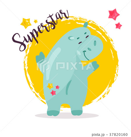 Vector image of a funny Superstar hippo 37820160