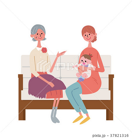孫　シニアの女性　イラスト 37821316