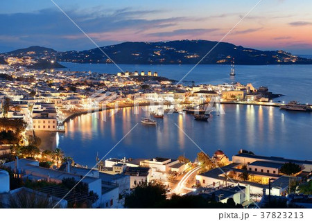 Mykonos bay night Mykonos bay night 37823213