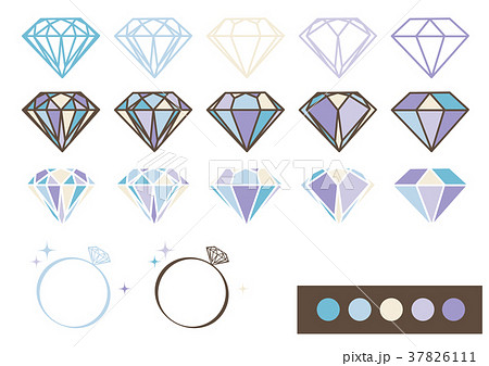 宝石 デザインパーツ素材 ブルー のイラスト素材