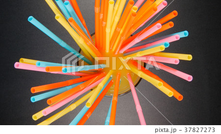 TOP VIEW: Many colour tubes in a glass 37827273