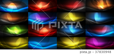 Set of vector neon flowing wave abstract 37830948