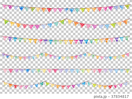 素材-かわいいガーランド（カラフル2模様） 37834817