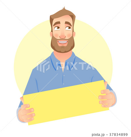 man holding blank paper 37834899