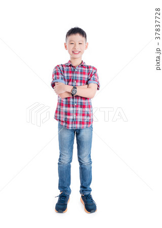Young boy stand and smiling isolated over white Young boy stand and smiling isolated over white 37837728
