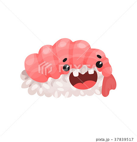 Cute happy Ebi sushi character with funny face 37839517
