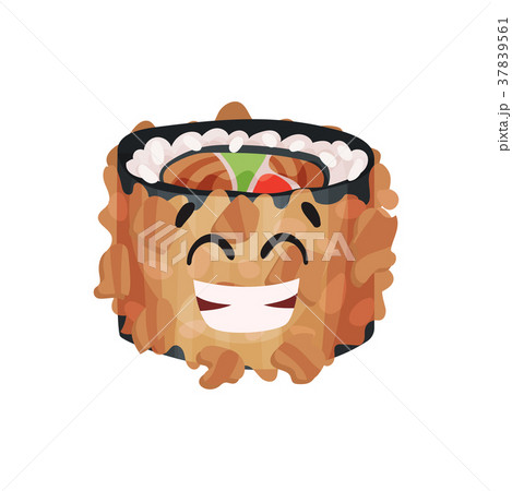 Cute Japanese sushi character, roll with funny Cute Japanese sushi character, roll with funny 37839561
