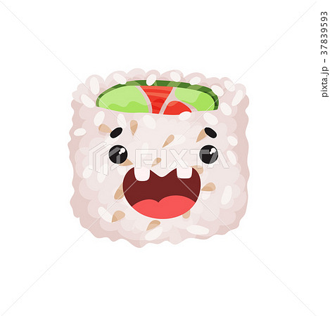 Cute roll character, sushi with funny face cartoon 37839593