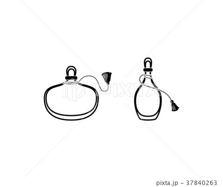 Perfume bottles with tassel icons, silhouette. Perfume bottles with tassel icons, silhouette. 37840263