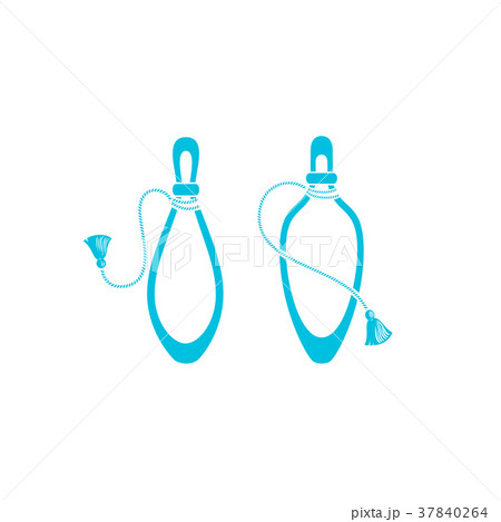 Perfume bottles with tassel icons, silhouette. Perfume bottles with tassel icons, silhouette. 37840264
