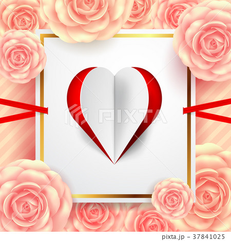 Valentine's Day Card with cut paper heart 37841025