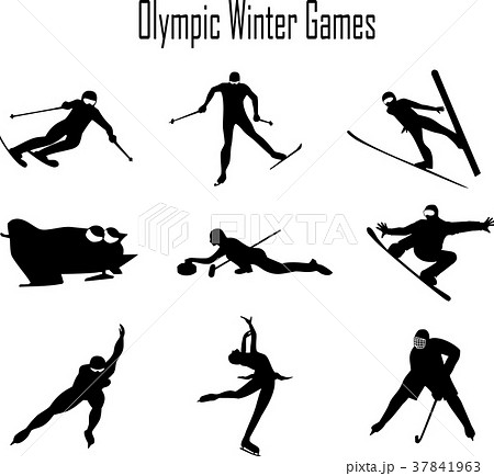 冬季オリンピック競技シルエットのイラスト素材