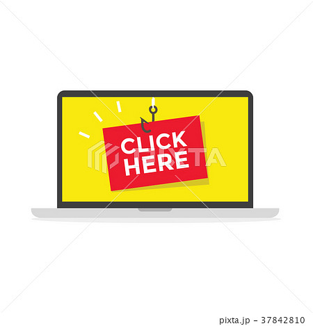 Computer with Click Here Message, Clickbait. 37842810