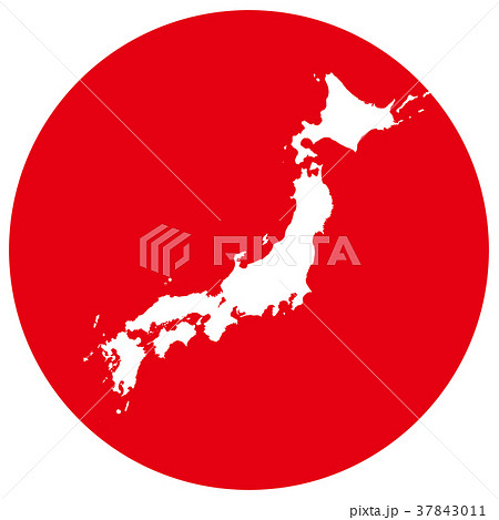 日本列島と日の丸のイラスト素材