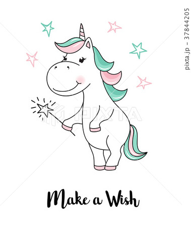 Unicorn make a wish. Vector unicorn quote 37844205