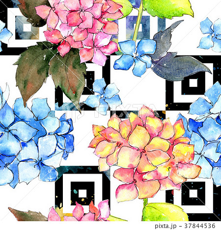 Wildflower hydrangea flower pattern in a 37844536