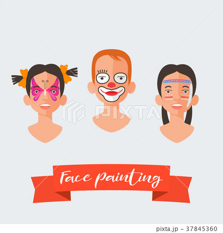 Children face painting vector illustrations 37845360