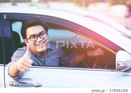 Young men thumbs Good mood  37846188