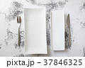 White rectangular Plates with fork and knife  37846325