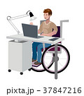 Disabled man in wheelchair working with computer 37847216