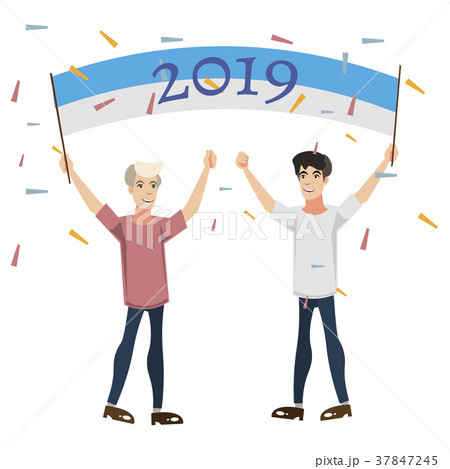 2019 Happy New Year people celebration. 37847245