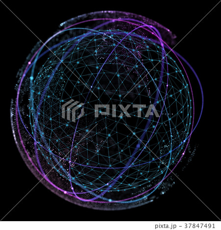 Point and curve constructed the sphere wireframe 37847491
