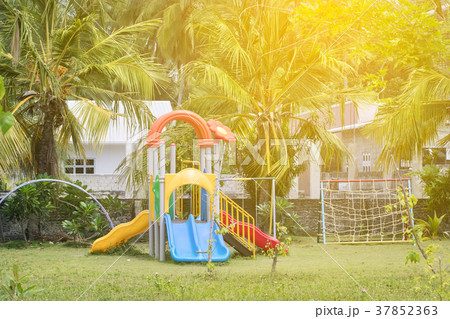 Colorful kinder playground at preschool territory Colorful kinder playground at preschool territory 37852363