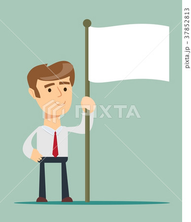 Abstract Businessman waves the white flag of Abstract Businessman waves the white flag of 37852813