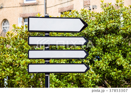 four white blank road signs 37853307