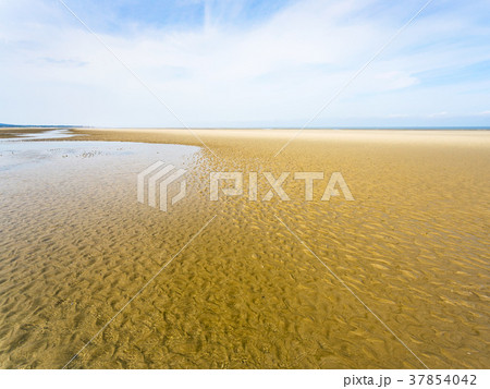 view of sand beach of Le Touquet in low tide 37854042
