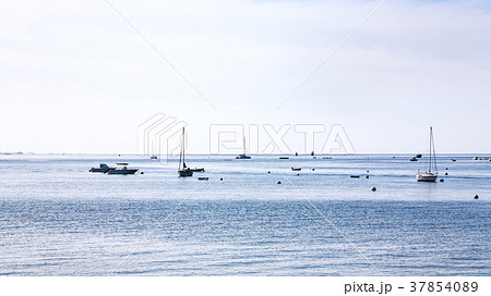 boats in English Channel near Saint-Guirec beach 37854089