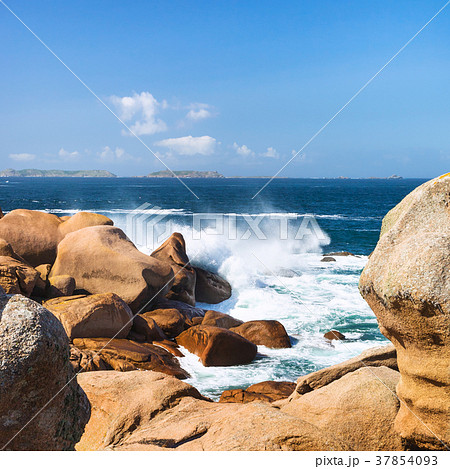 stone coast of English Channel in Ploumanac'h site stone coast of English Channel in Ploumanac'h site 37854093