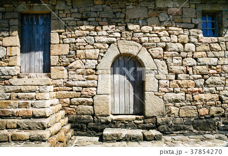 front view of old stone country house in Brittany 37854270