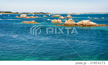 granite rocks in ocean near coast of Ile-de-Brehat 37854273