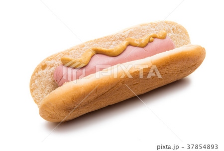 sausage in a bun isolated 37854893