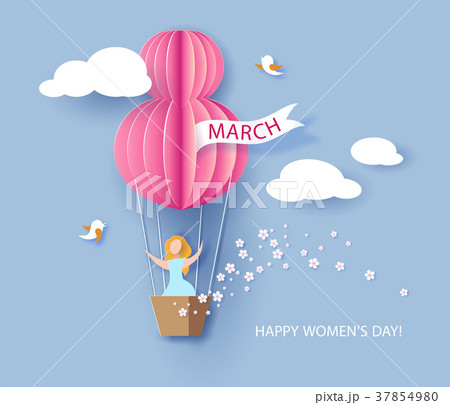Woman in basket of hot air balloon Woman in basket of hot air balloon 37854980