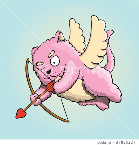 Valentines Day, Valentines Cupid Cat Aiming 37855227
