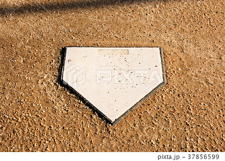 Home plate on a softball dirt field Home plate on a softball dirt field 37856599