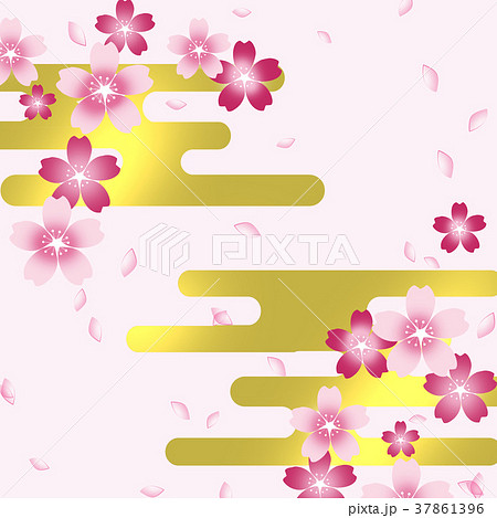桜 和風 さくら 和柄 市松模様 花模様 和風イメージのイラスト素材