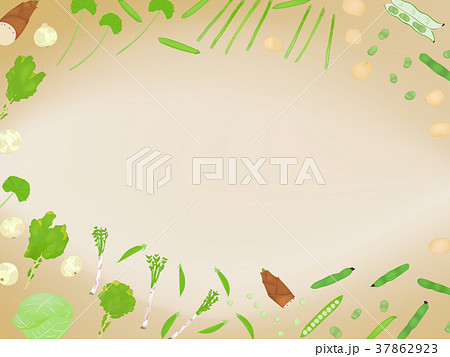 春野菜　イラスト　背景　フレーム　茶色　 37862923