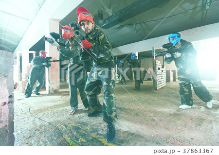 Two in red masks are ready for attack Two in red masks are ready for attack 37863367
