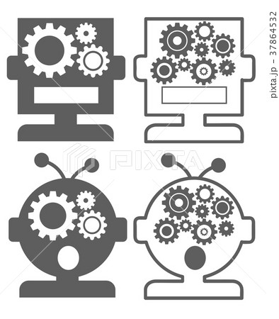 人工知能aiのアイコンセット ロボットのイラスト素材