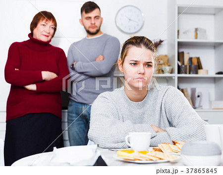 Offended girl after discord with family 37865845