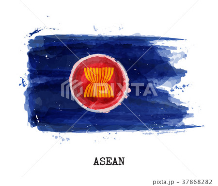 Watercolor painting flag of ASEAN community  37868282