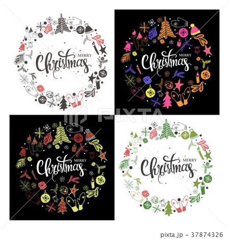Set Christmas greeting cards 37874326