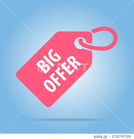 Big offer tag. Red color. 37874709